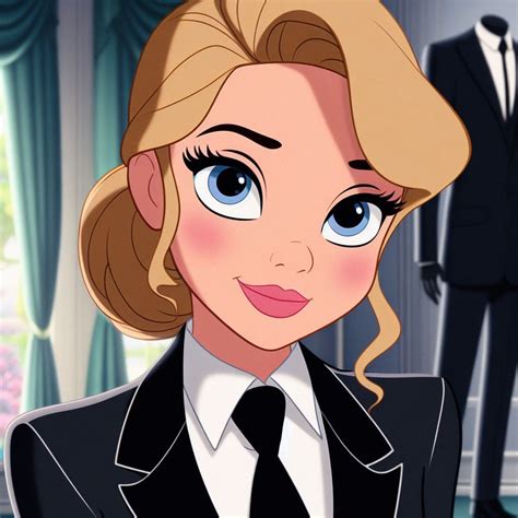 Cinderella in black funeral suit and necktie