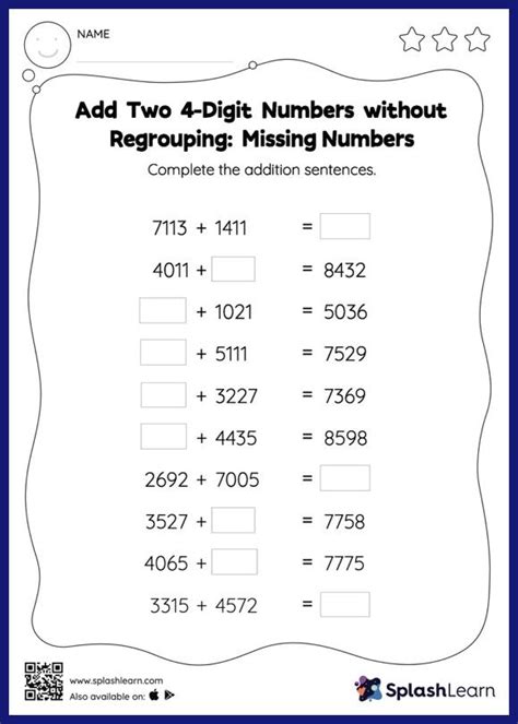 Image result for Missing Number 4 Digit Addition