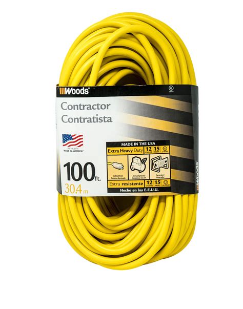 Woods 992555 12-Gauge Extra Heavy Duty 100 ft Extension Cord, Yellow 3 ...
