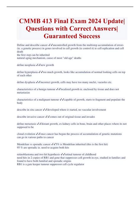 CMMB 413 Final Exam 2024 Update| Questions with Correct Answers ...