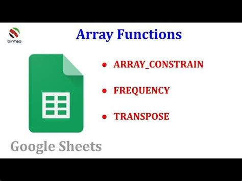 Google Sheets Array Functions 的图像结果