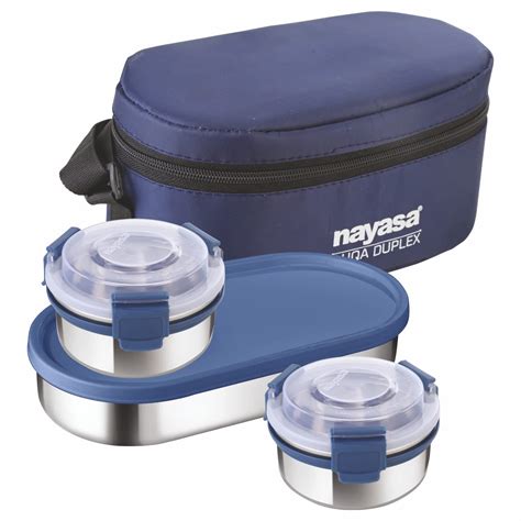Buy Nayasa Aqua Duplex Lunch Box with 3 Containers (2 Round Containers ...