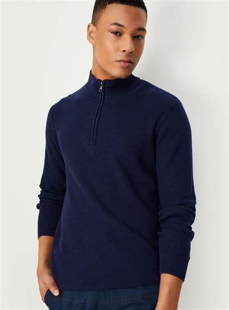 Buy Men Knitted Mock Collar Sweater Online at just Rs. 1299.0 ...