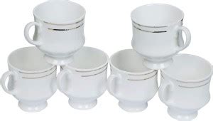 Raj Royal Pack of 6 Ceramic Bone China White Gold Line Tea & Coffee ...