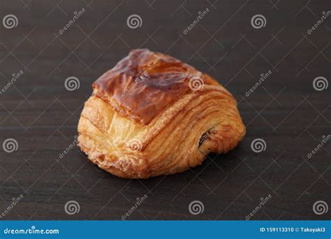 French Bread Pain Au Chocolat Chocolate Croissant on Wood Table Stock ...
