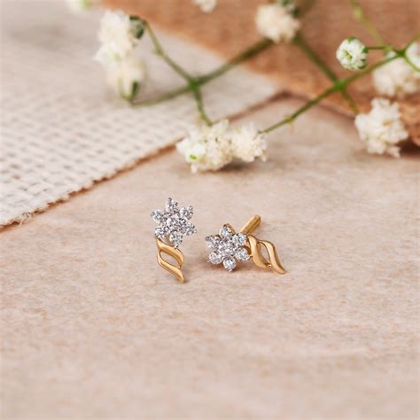 Alluring Floral Diamond Stud Earrings