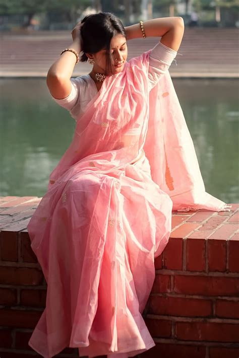 Vestigial Pink Cotton Silk Saree With Mellifluous Blouse Piece ...