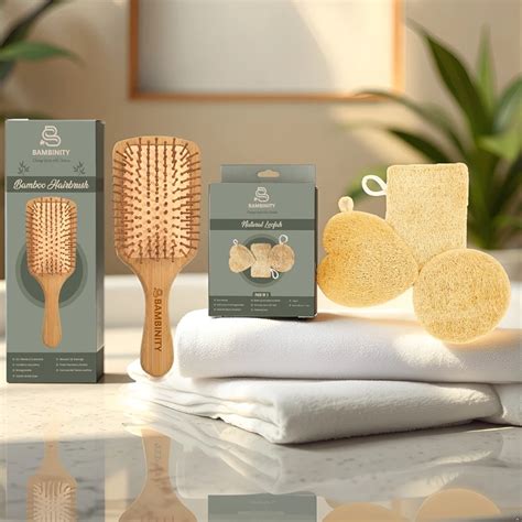 Buy Luxe Bamboo Hair Brush & Natural Loofah Set (Pack of 3) – Eco ...