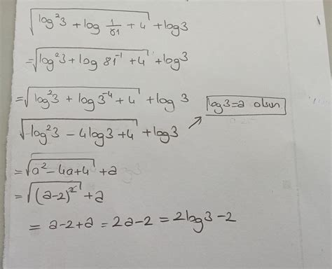 log²3+ log +4 + log3 1 81 işleminin sonucu aşağıdakilerden A) log 3 B ...