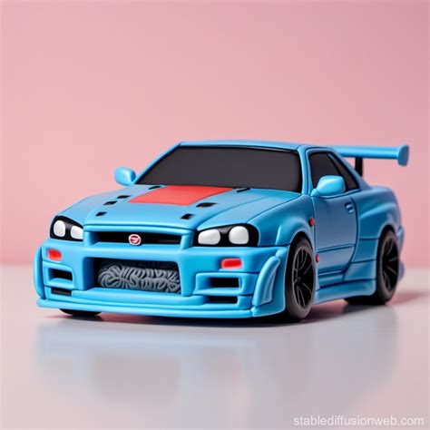 nissan skyline r34 jdm style cartoon with transparent background ...
