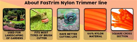 FASTRIM 3 ROLL of 3.2 mm/0.12-inch 45 m Square Grass Cutter/Nylon ...