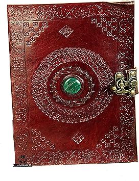 ALCRAFT Real Leather Green Stone Brown Embossed Handmade Diary with ...