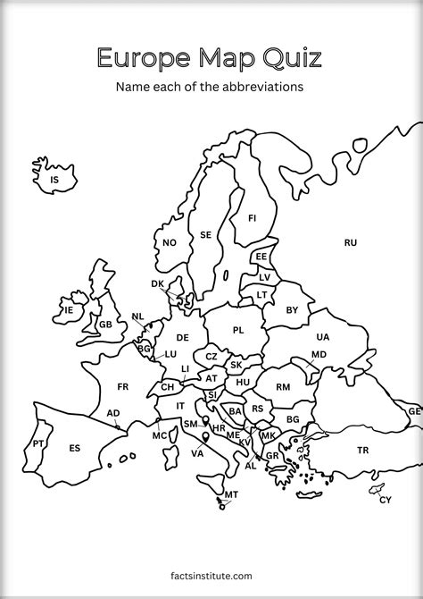 Free Printable Map of Europe - The Facts Institute