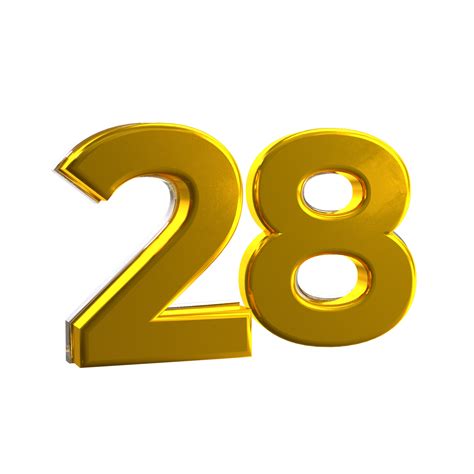 Mental yellow color 28 3D Number 11016807 PNG