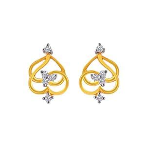 P.C. Chandra Jewellers 14KT Yellow Gold and American Diamond Stud ...