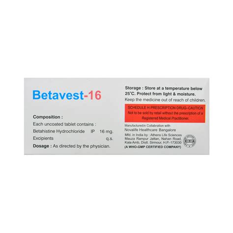 Betavest 16 Tablet buy now @ ₹152 per 10 Strip | Online Rengas Pharmacy ...