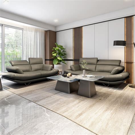 Buy Orlando 3 Seater Slate Grey Leatherette Sofa Online at Durian