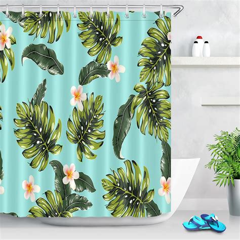 Green Tropical Leaves Texture Vintage Palm Shower Curtains Bathroom ...