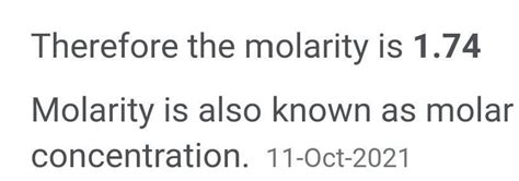 What is the molarity of 10 percentage nacl solution - Brainly.in
