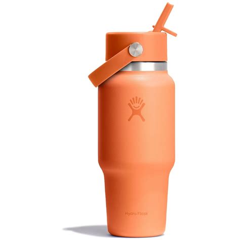 Hydro Flask 24oz Wide Mouth Travel Thermoflasche + Flex Straw Deckel - 710ml - Nectar Orange