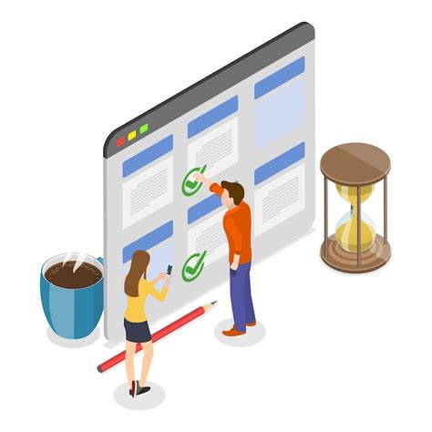 3d isometric flat illustration of schedule planning item 2 | Premium Vector