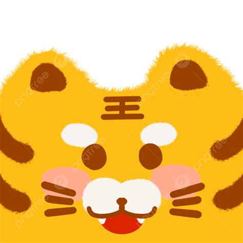 New Year Of The Tiger Furry Tiger Head Cartoon Hand Drawn Illustration ...