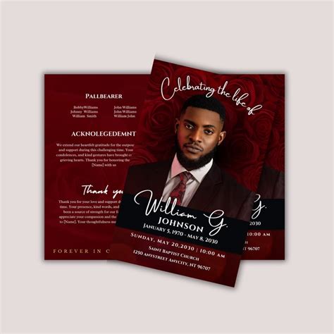 Image result for Male Funeral Program