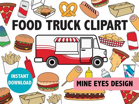 Food Truck Clipart Set Fast Food Burger Hot Dog Corn Dog to Go Food ...