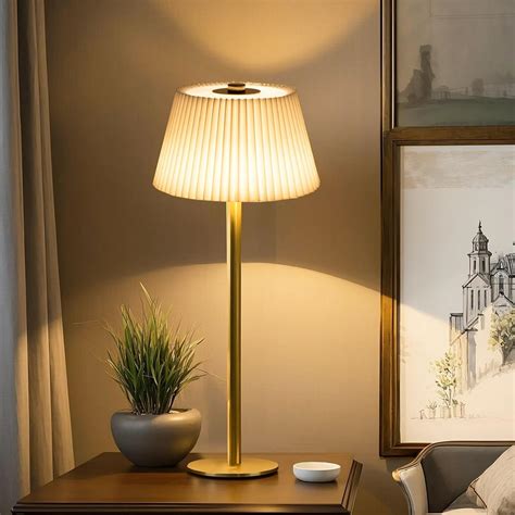 Cordless Table Lamps Rechargeable, Bedside Table Lamp with Fabric Shade ...