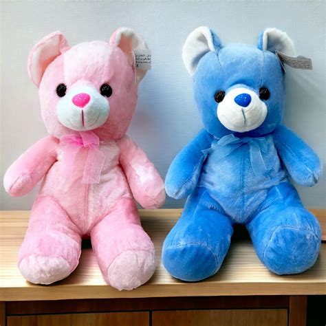 30CM Teddy Bear in Blue and Pink | Soft and Huggable Stuffed Toy