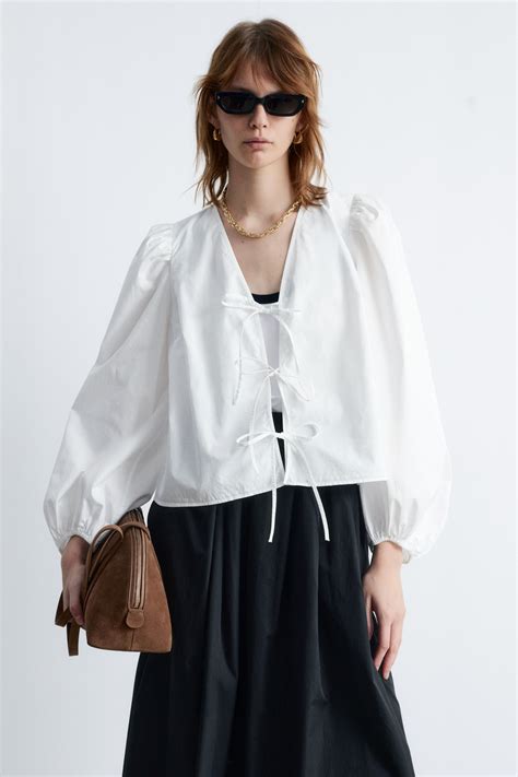 Tie-Front Blouse - White - Ladies | H&M GB