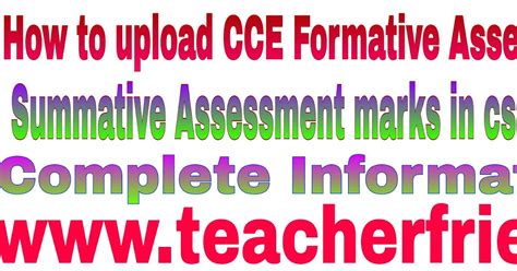 How to upload CCE Formative Assessment and Summative Assessment marks ...
