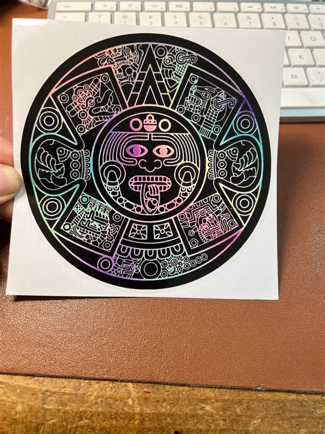 Aztec Calendar Decal Holographic Sticker Vinyl Mexica - Etsy