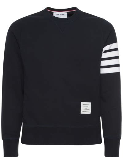Intarsia stripes cotton sweatshirt - Thom Browne - Men | Luisaviaroma