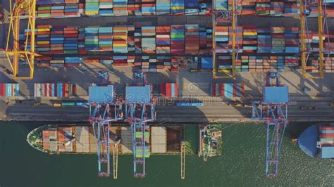 Loading and Unloading a Container Ship in the Port at the Pier. Time ...