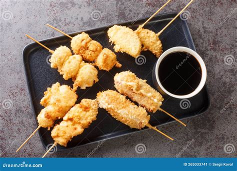 Kushikatsu or Kushiage is a Japanese Dish of Deep-fried Skewered Meat ...