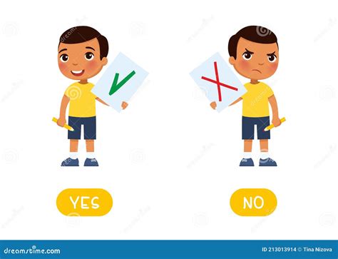 YES and NO Antonyms Word Card, Opposites Concept. Stock Vector ...