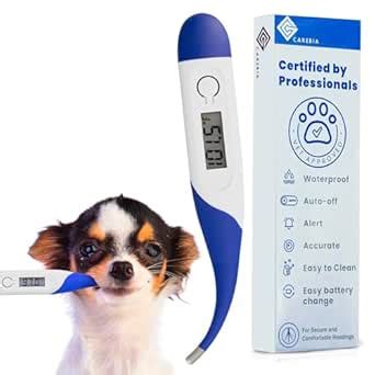 Carebia Digital Pet Thermometer - Flexible Tip, 3-Site Measurement, 10 ...