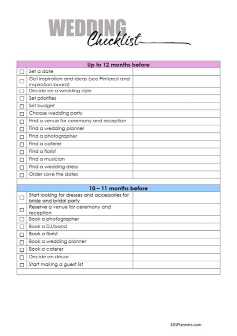 Image result for Free Printable Wedding Checklist PDF Download