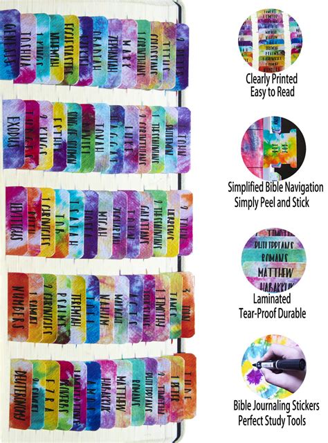 Buy Tie Dye Theme Laminated Bible Tabs (Large Print, Easy to Read ...