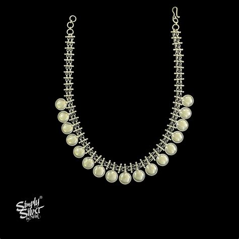 Silver Jaali Chain Necklace with Silver Rounds - MH4484 – Simply Silver