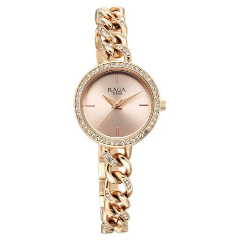 Buy Online Titan Raga Showstopper Quartz Analog Rose Gold Dial Metal ...