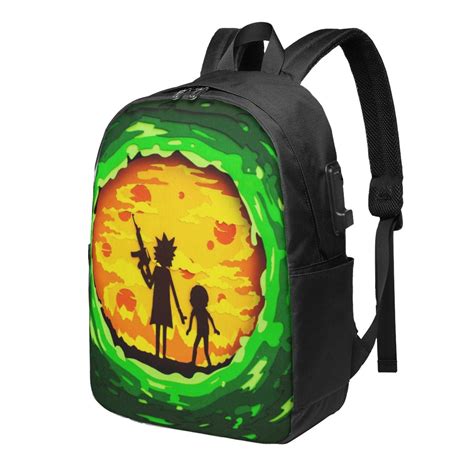 Rick And Morty Backpack With USB Charging Port, Travel Laptop Backpack ...