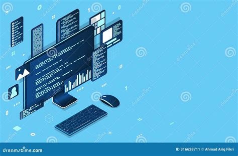 Computer Technology Isometric Illustration. Desktop Computer Platforms ...