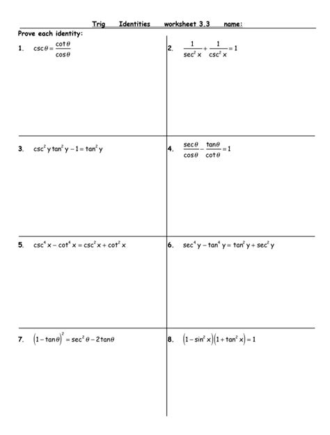 Image result for Trigonometric Identities Worksheet