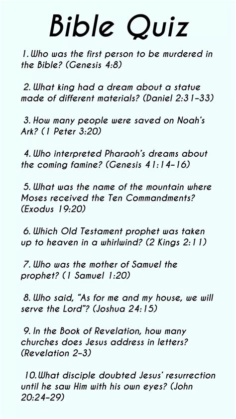 Bible trivia questions and answers 10 free pdf printables – Artofit