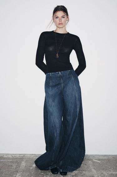 ZW COLLECTION BALLOON HIGH-WAIST JEANS - Blue | ZARA India