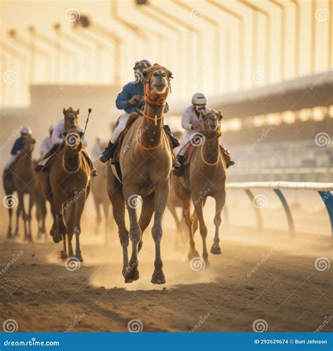 Dubai Race Track with Fast Camel 1aking Lead Stock Photo - Image of ...