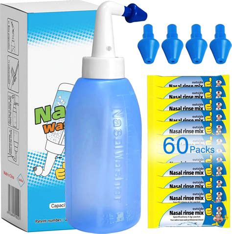 Amazon.com: EVEME Neti Pot Sinus Rinse Bottle with 60 Nasal Wash Salt ...