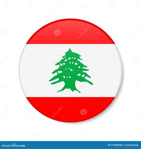 Lebanon Circle Button Icon. Lebanese Round Badge Flag. 3D Realistic Isolated Vector Illustration ...